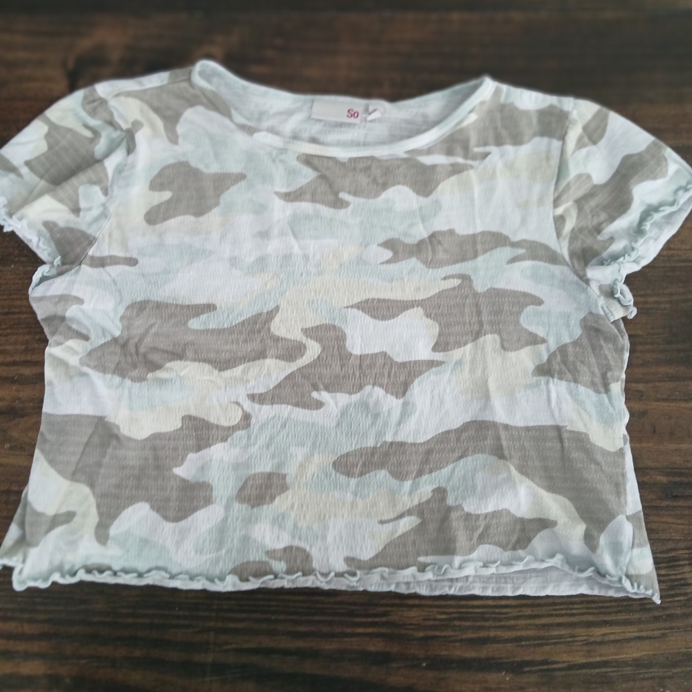 So Kids Camo T-Shirt - Gray and White